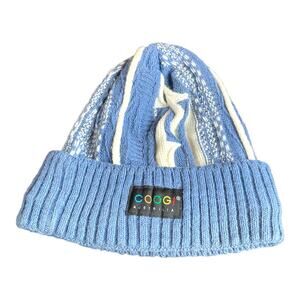 COOGI Skully Cap beanie Hat Adult RARE POWDER BLUE AND WHITE